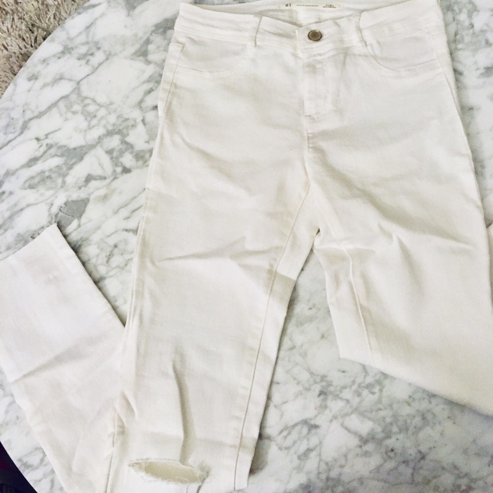 Zara slim white jeans